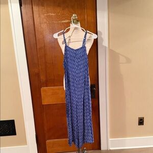 Anthropologie Blue Fish-Print Slip Dress